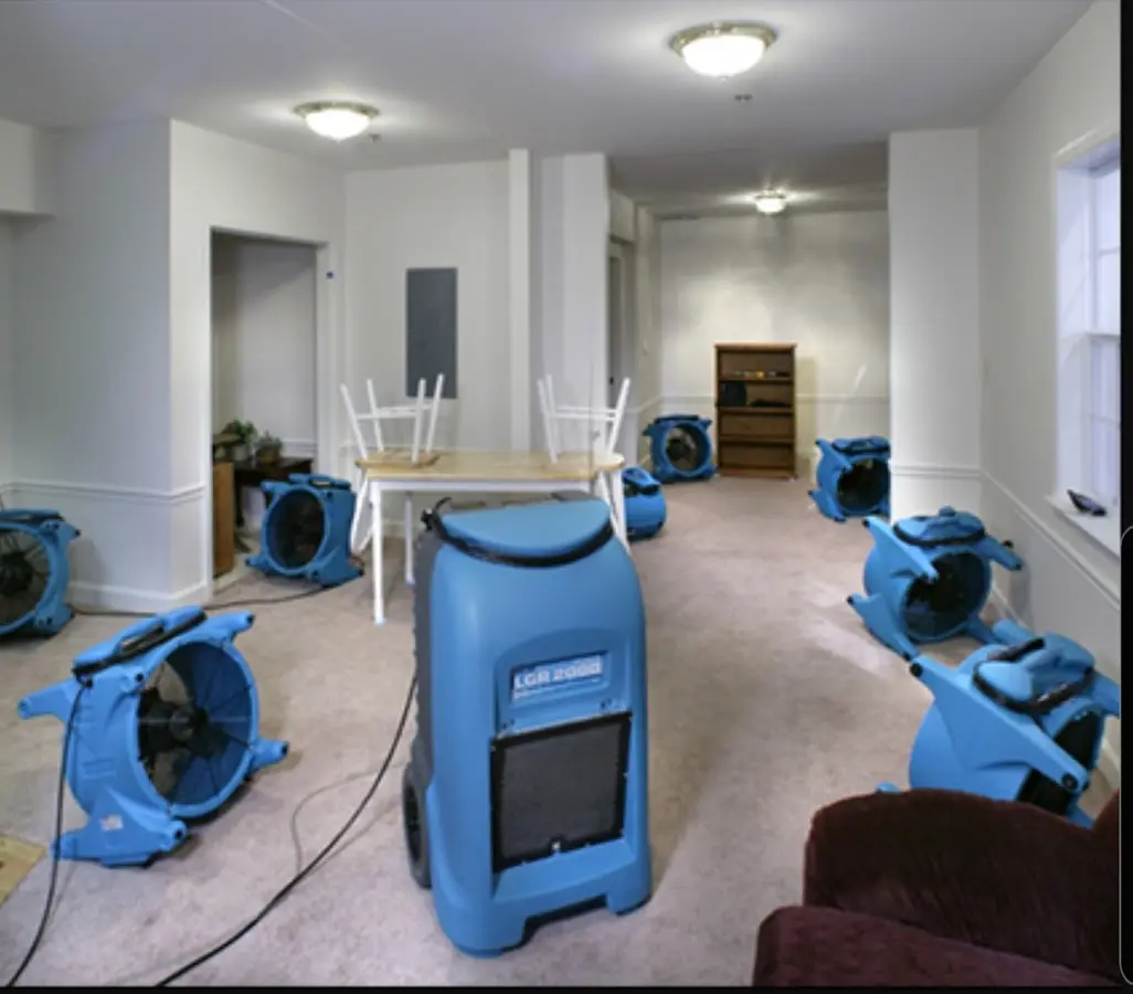 Air movers and dehumidifier setup for Water Extraction & Removal in Morrilton