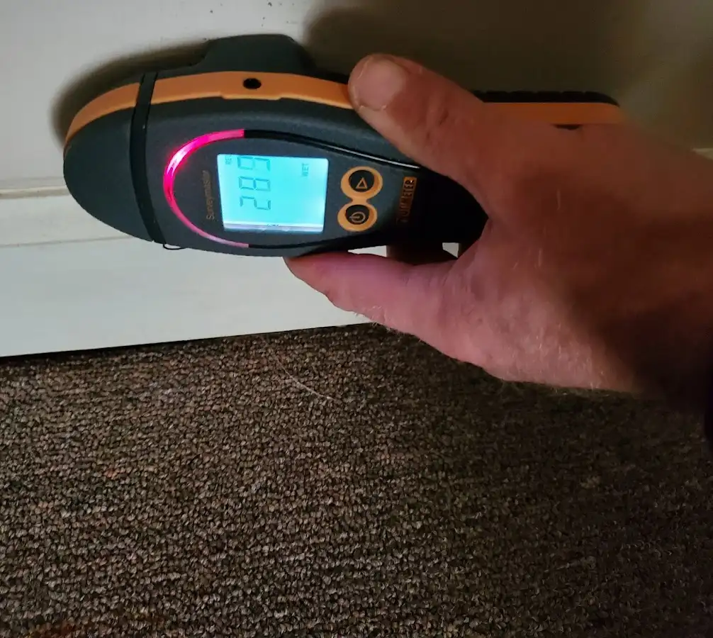 Moisture detection at baseboard during Sewage Cleanup & Sanitation in Morrilton
